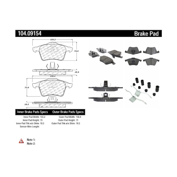 Semi-Metallic Brake Pads W/Hardware,104.09154